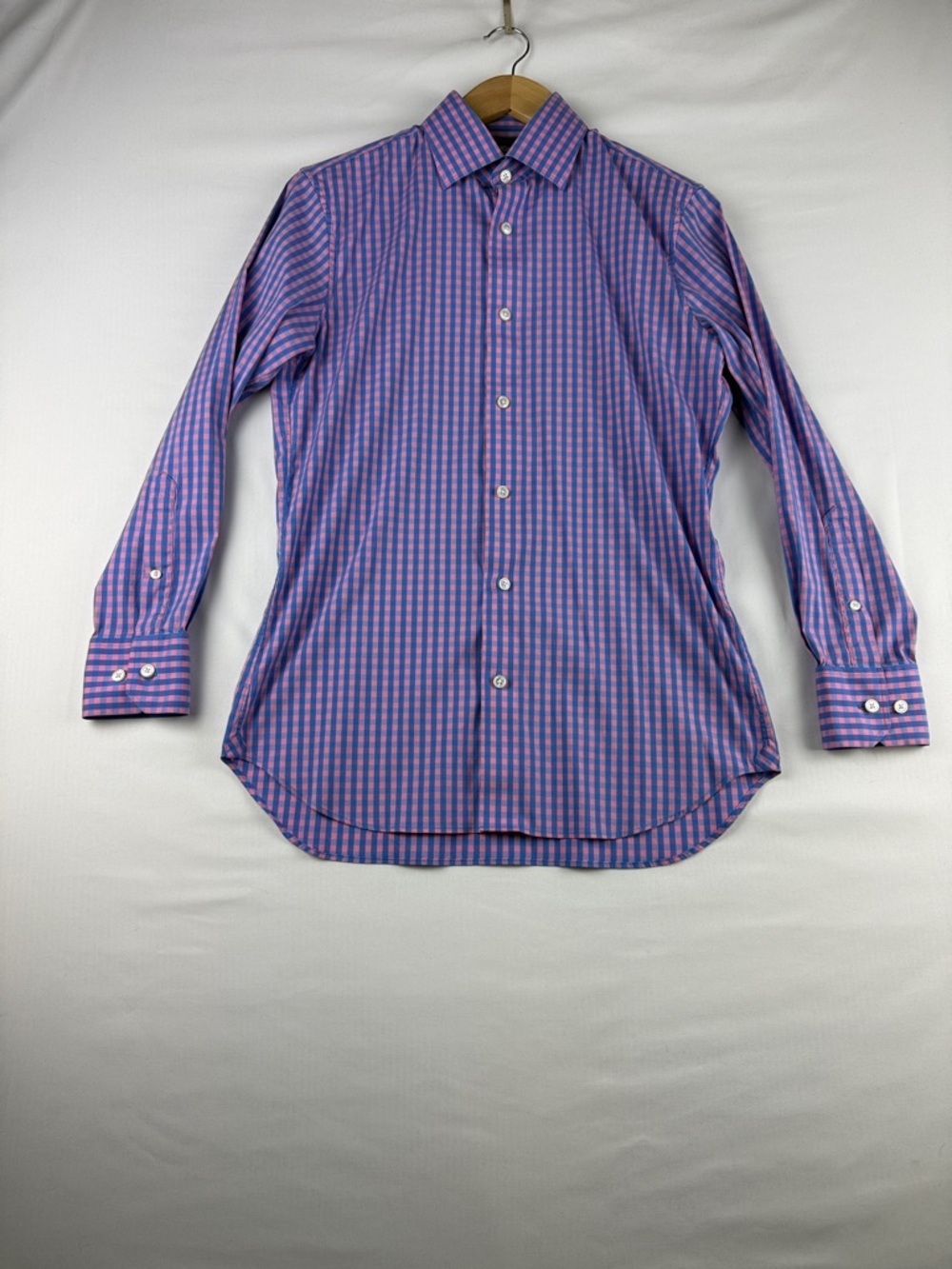 Bonobos Tailored Slim Fit Button Down Shirt 15/32 Pink Blue Stretch